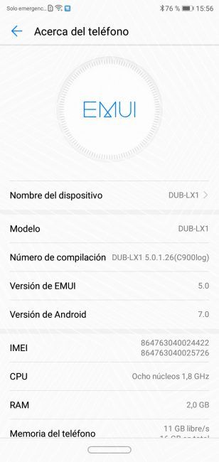 Datos sistema Huawei Y9 2019