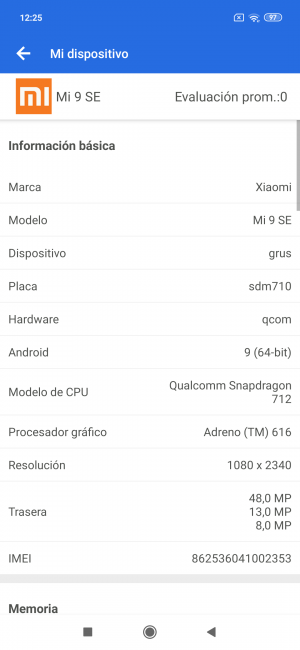 Datos en AnTuTu del Xiaomi Mi 9 SE