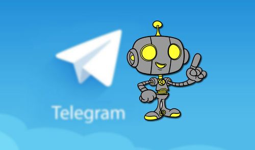 Logotipo de Telegram con fondo azul y robot