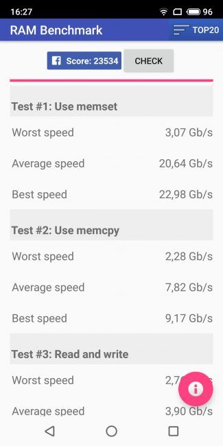 Test ram Meizu 16th