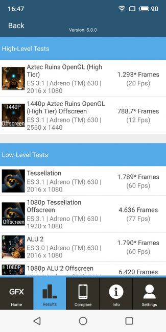 Resultado GFXbench Meizu 16th