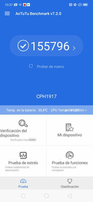 Resultado antutu Oppo Reno