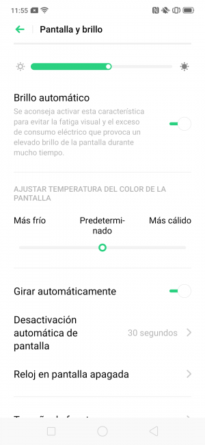 Gestión colores Oppo Reno
