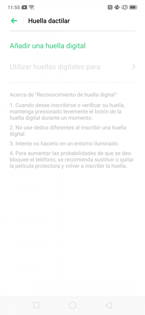 Huella Oppo Reno