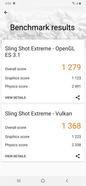 Resultado en 3D mark con el Samsung Galaxy A50