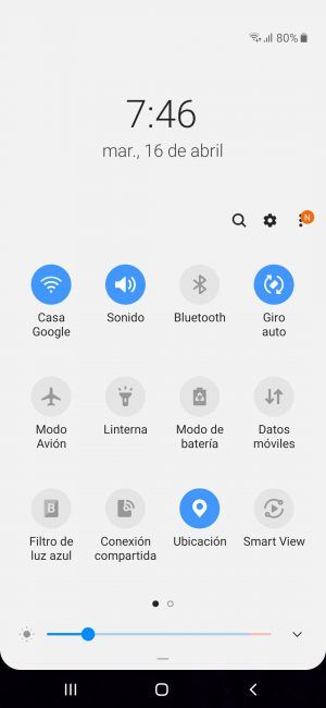 Accesos rápidos del Samsung Galaxy A50