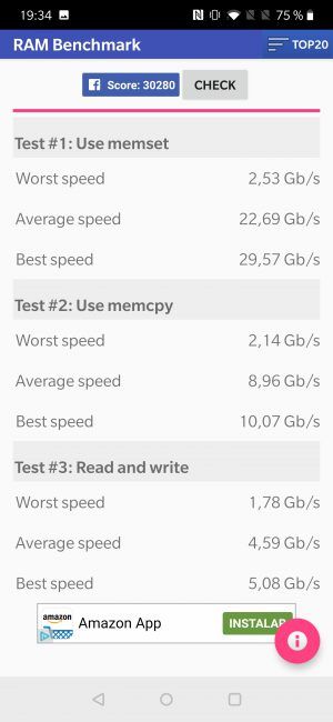 RAM test OnePlus 7 Pro resultado
