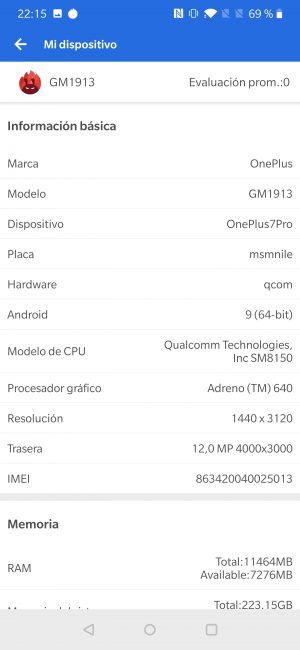 Datos AnTuTU con el OnePlus 7 Pro