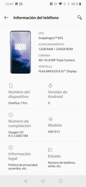 Sistema del OnePlus 7 Pro