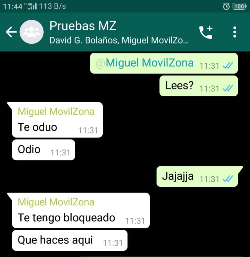 Whatsapp grupo con bloqueado