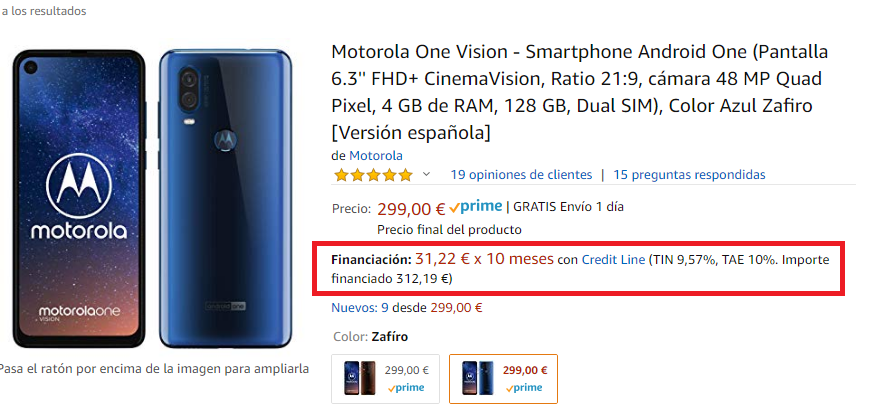 Motorola One Vision a plazos