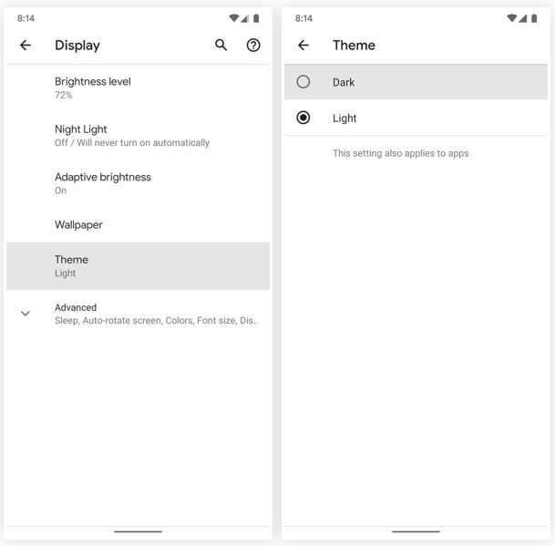 tema oscuro Android Q