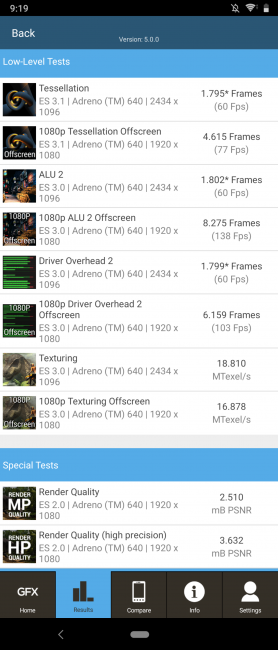Resultado GFXbench Sony Xperia 1