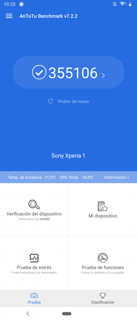 Resultado antutu Sony Xperia 1
