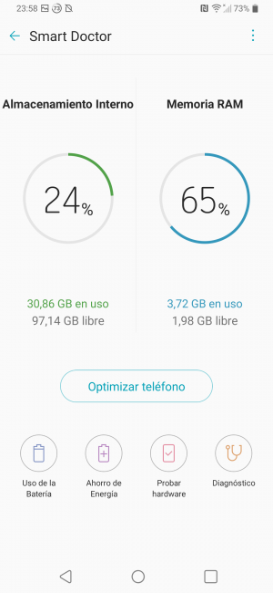 Gestión sistema en el LG V50 ThinQ 5G
