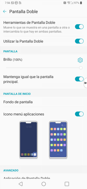 Gestión pantalla LG V50 ThinQ 5G