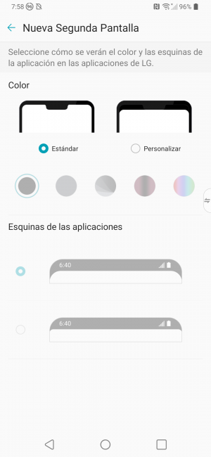 Notch gestión LG V50 ThinQ 5G