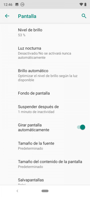 Opciones pantalla Xiaomi Mi A3