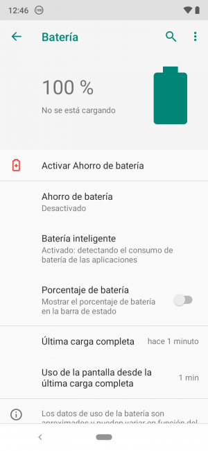 Opciones batería del Xiaomi Mi A3