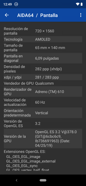 Datos Aida64 Xiaomi Mi A3
