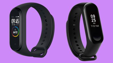 mi band 4 y mi band 3 fondo morado