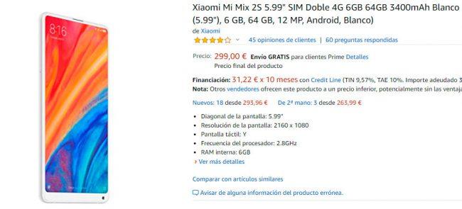 precio del Xiaomi Mi Mix 2S