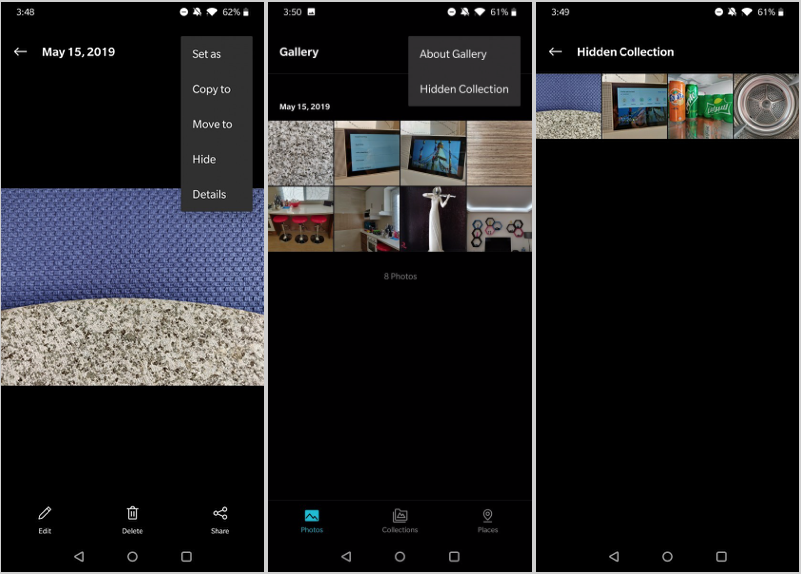 ocultar fotos android Q oneplus