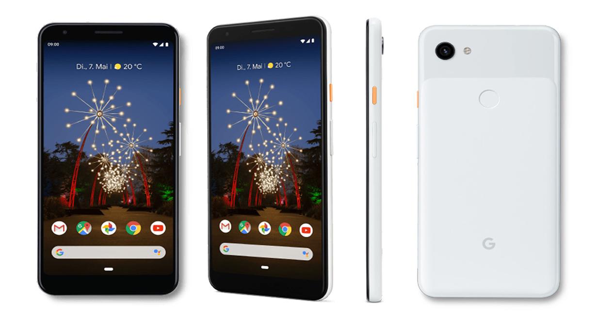 Parte frontal, lateral y trasera del Pixel 3a
