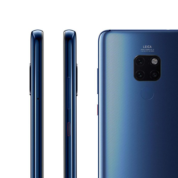 Vista cercana de los laterales y la cámara del Huawei Mate 20 Pro