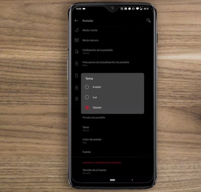 OnePlus 7 Pro tema oscuro