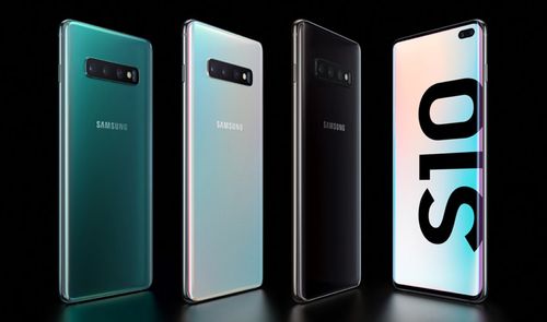Samsung Galaxy S10 Plus con parte trasera en varios colores