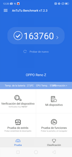 Resultado AnTuTu Oppo Reno Z