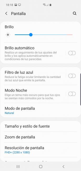 Opciones pantalla Samsung Galaxy S10 5G