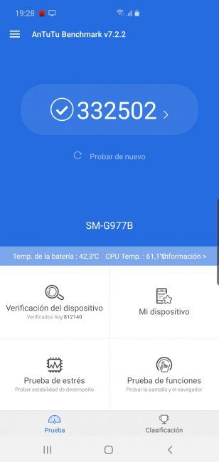 Resultado antutu Samsung Galaxy S10 5G