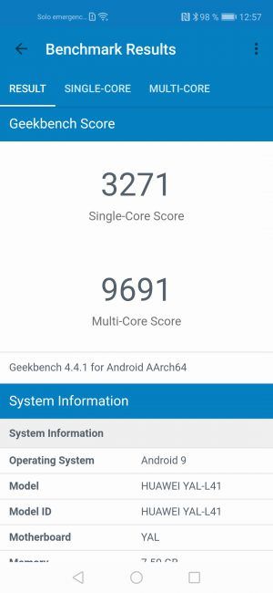 Resultado Geekbench Honor 20 Pro