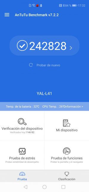 resultado antutu Honor 20 Pro