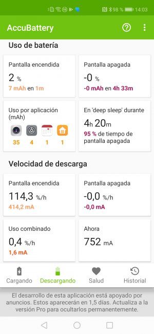 Batería uso Honor 20 Pro
