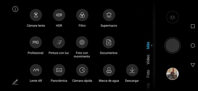 Opciones app cámara Honor 20 Pro