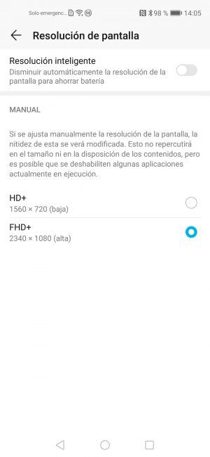 Resolución en el Honor 20 Pro