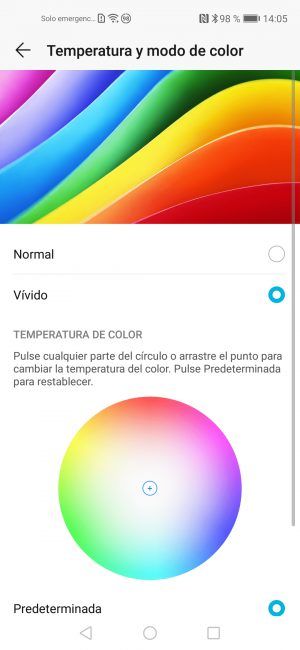 Colore ajustes Honor 20 Pro