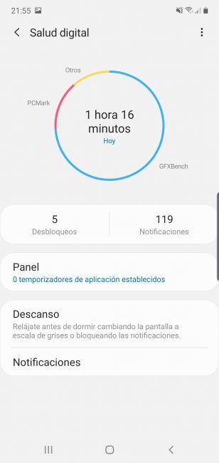 Uso tiempo Samsung Galaxy Note 10 Plus