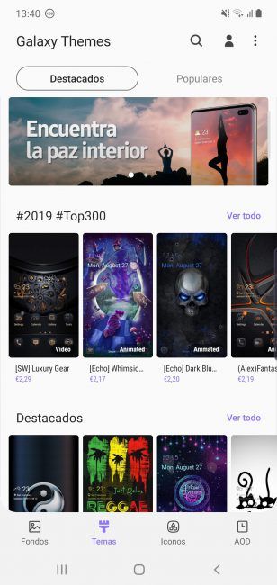 Uso de temas en el Samsung Galaxy Note 10 Plus