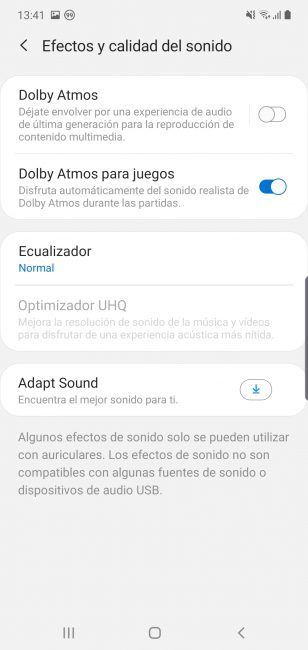 Opciones de sonido Samsung Galaxy Note 10 Plus