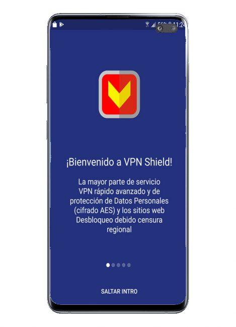 Inicio de la aplicación VPN Shield