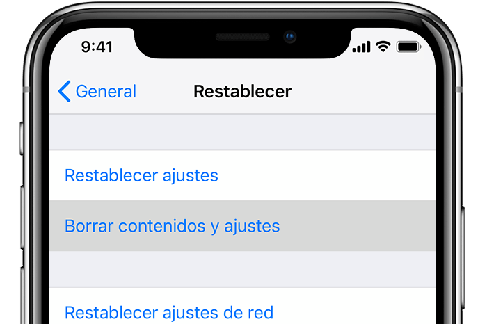 iPhone restablecer