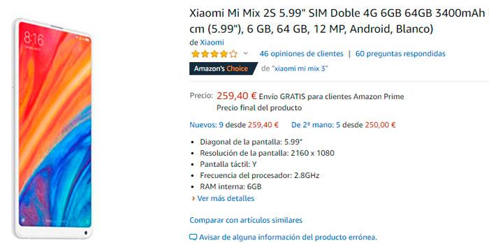 Oferta del Xiaomi Mi Mix 2S