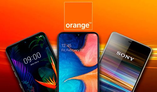 Móviles sobre fondo naranja de orange