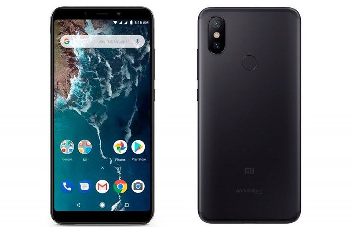 Frontal y trasera en color negro del Xiaomi Mi A2