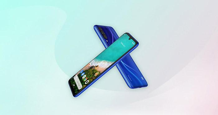 Frontal y trasera en azul del Xiaomi Mi A3