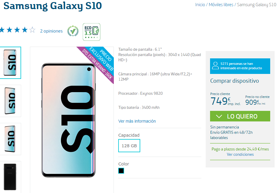 Galaxy S10 con Movistar